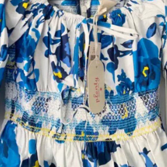 Brand New Plenty by Tracy Reese Off-The-Shoulder Puff-Sleeve Smocked Dress - Picture 13 of 13